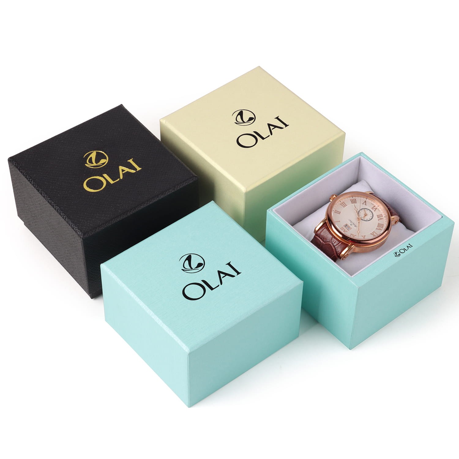 OLAI Recycled Paper Watch Box, Customized Rigid Cardboard Packaging, Men's Jewels Gift Box, Eco-Friendly Watch Packaging OLAI Recycled Paper Watch Box, Customized Rigid Cardboard Packaging, Men's Jewels Gift Box, Eco-Friendly Watch Packaging